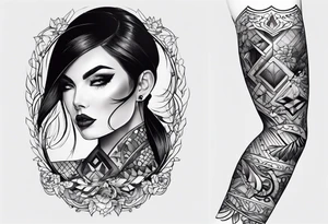 tattoo fool sleeve, broken mask tattoo idea