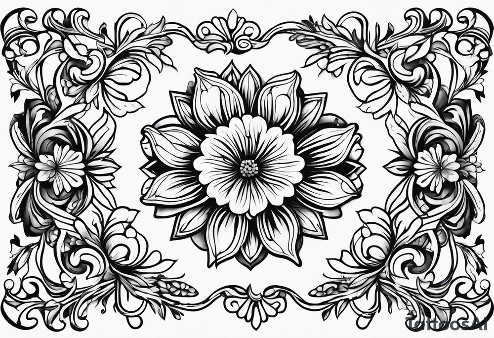fine line whimsical floral design mirrored tattoo idea