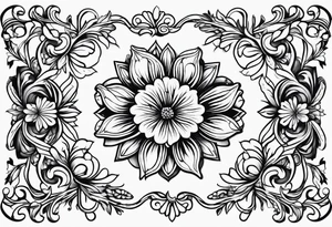 fine line whimsical floral design mirrored tattoo idea