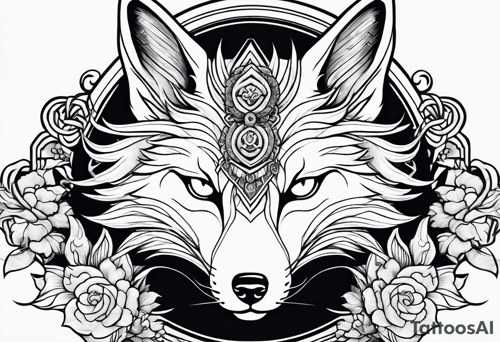 a kitsune with 6 eyes tattoo idea