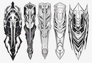 Futuristic leg armor tattoo idea