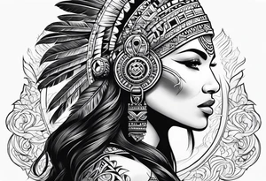 Aztec princess side profile tattoo idea