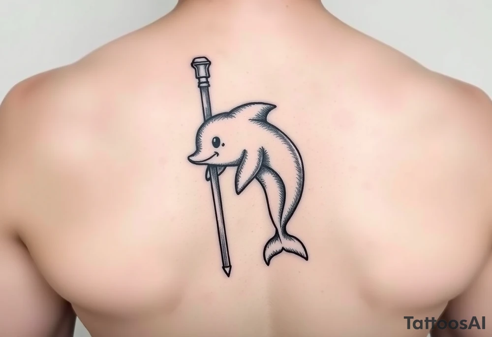 Sexy Cartoon dolphin on a stripper pole tattoo idea