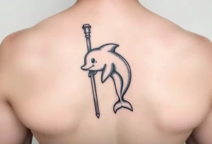 Sexy Cartoon dolphin on a stripper pole tattoo idea