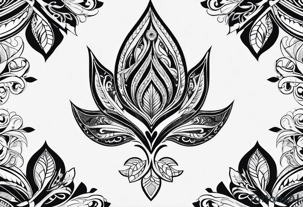 pointed leaf, with maori style tattoo idea