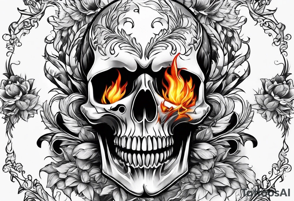 Skull with fire and ice tattoo idea