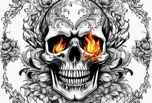 Skull with fire and ice tattoo idea