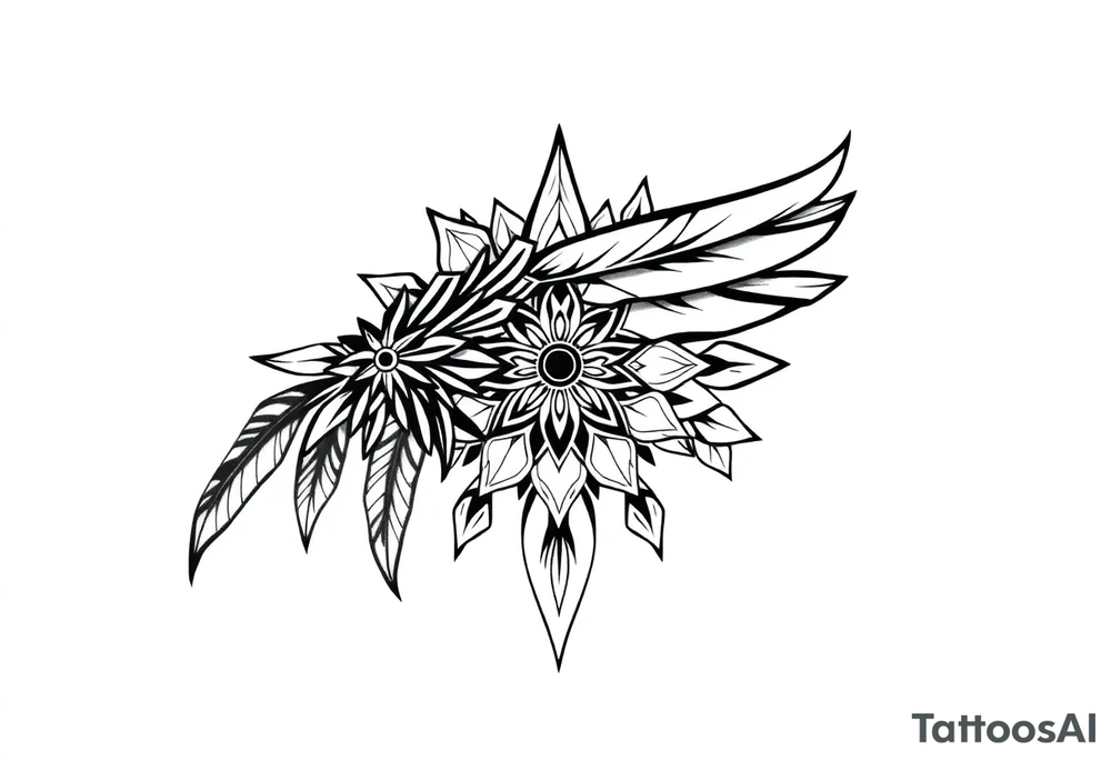 spiritual feather indian mandala shaman tattoo idea
