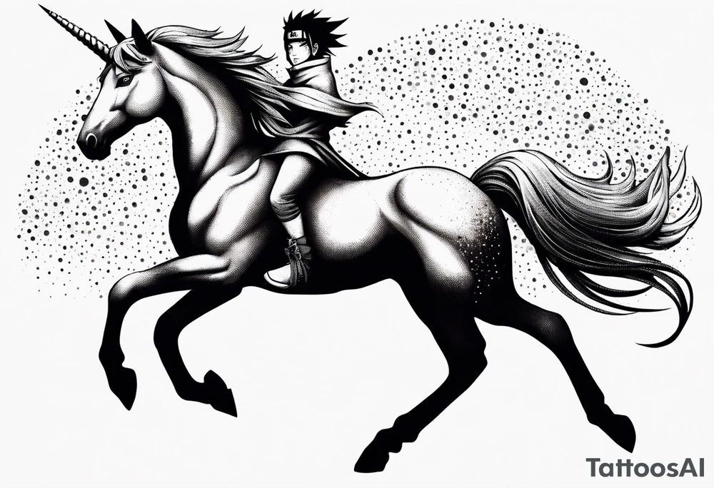 naruto riding a unicorn tattoo idea