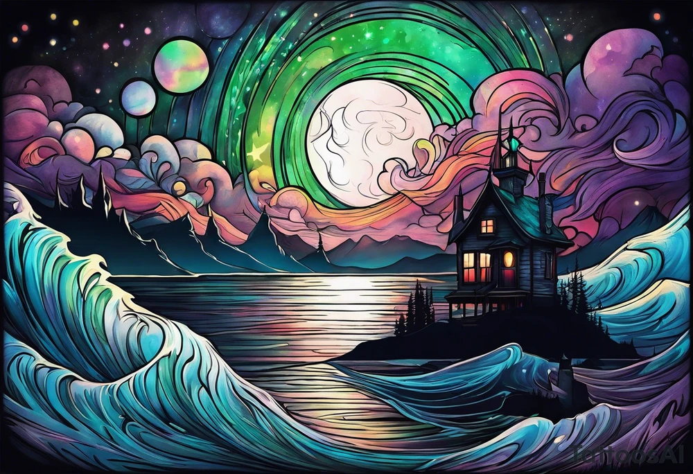 Northern lights with pennywise tattoo idea