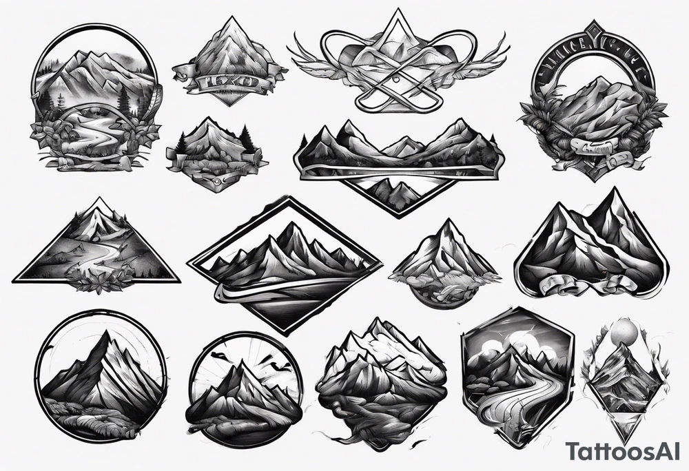 flexed bicep with road cycle and a mountain tattoo idea