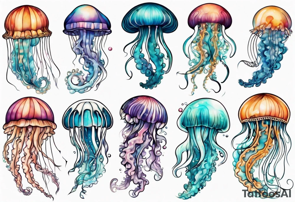 Jellyfish swimming diagonal tattoo idea