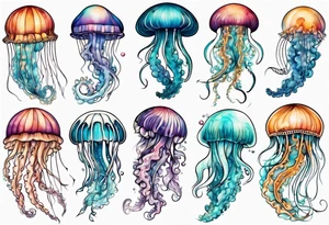 Jellyfish swimming diagonal tattoo idea