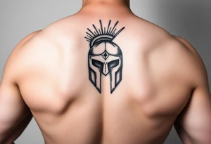 Spartan helmet forearm sleeve tattoo idea