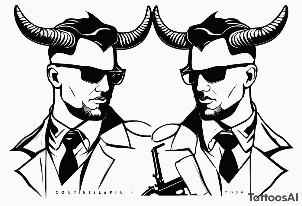 capricorn man with gun tattoo idea
