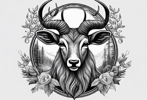 Leshy riding mouflon tattoo idea