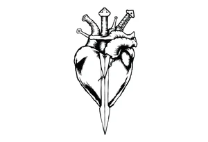 Dagger piercing heart tattoo idea