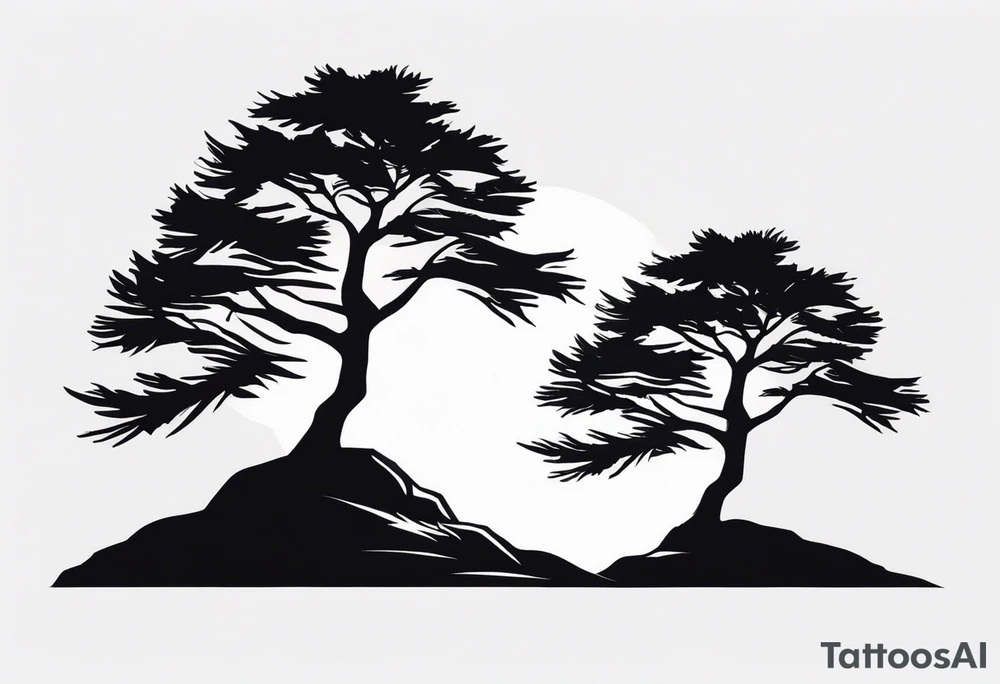 Two Pine tree silhouette tattoo idea