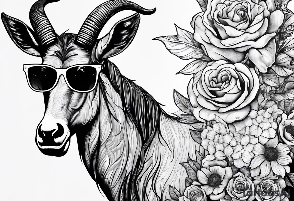 capricorn with sunglasses and shotgun tattoo idea