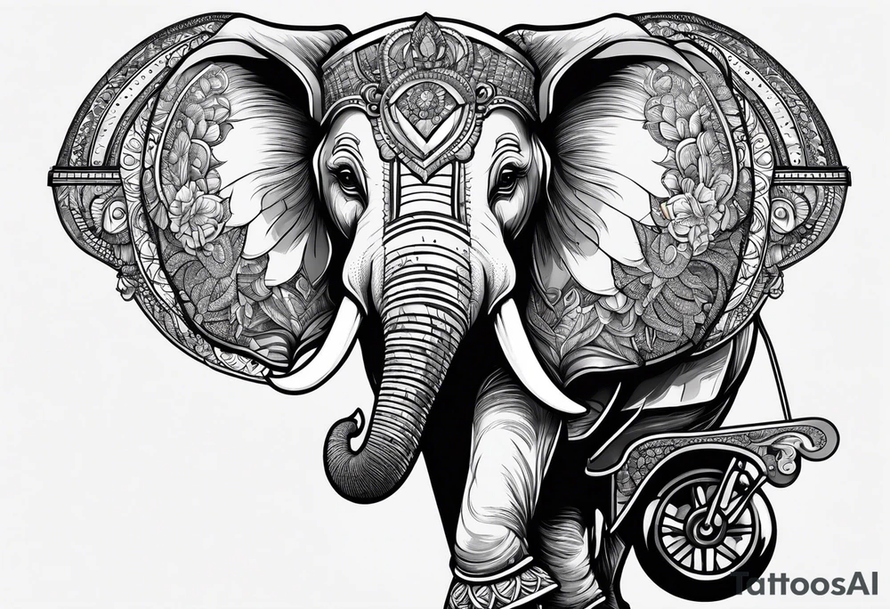 Elephant wearing a helmet and roller skates tattoo idea Elephant wearing a helmet and roller skates tattoo idea