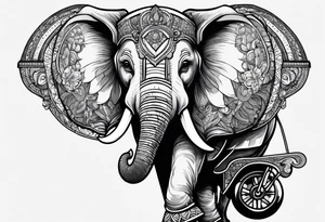 Elephant wearing a helmet and roller skates tattoo idea