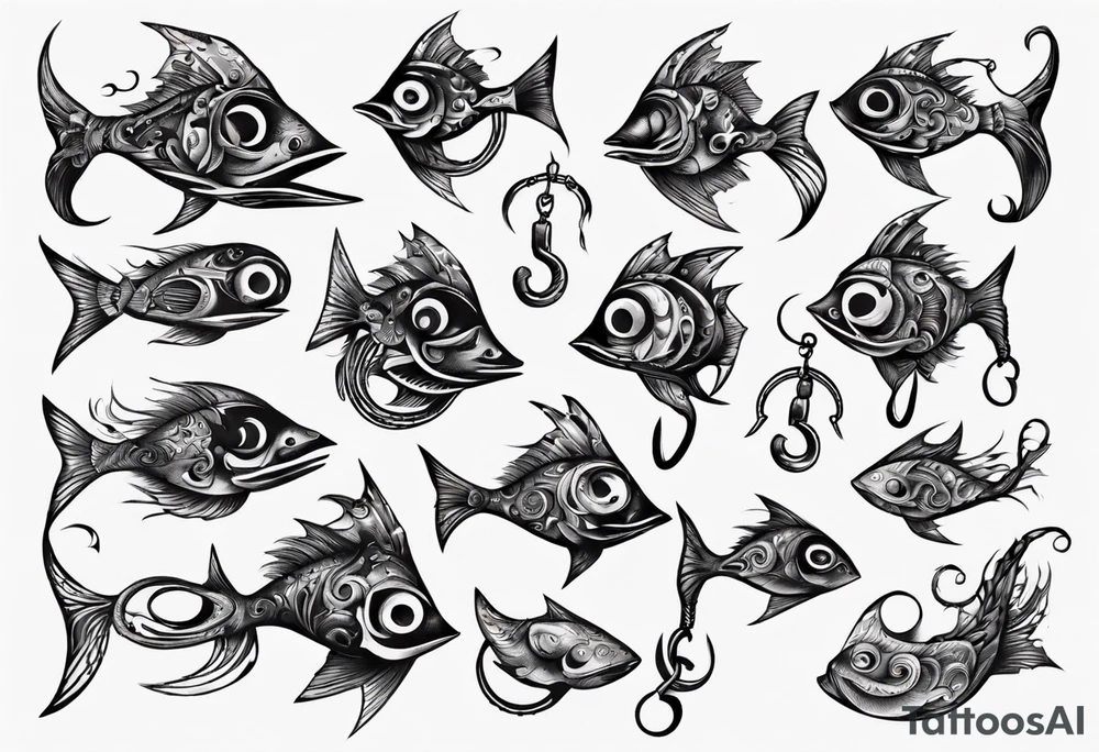 Fish hooks tattoo idea