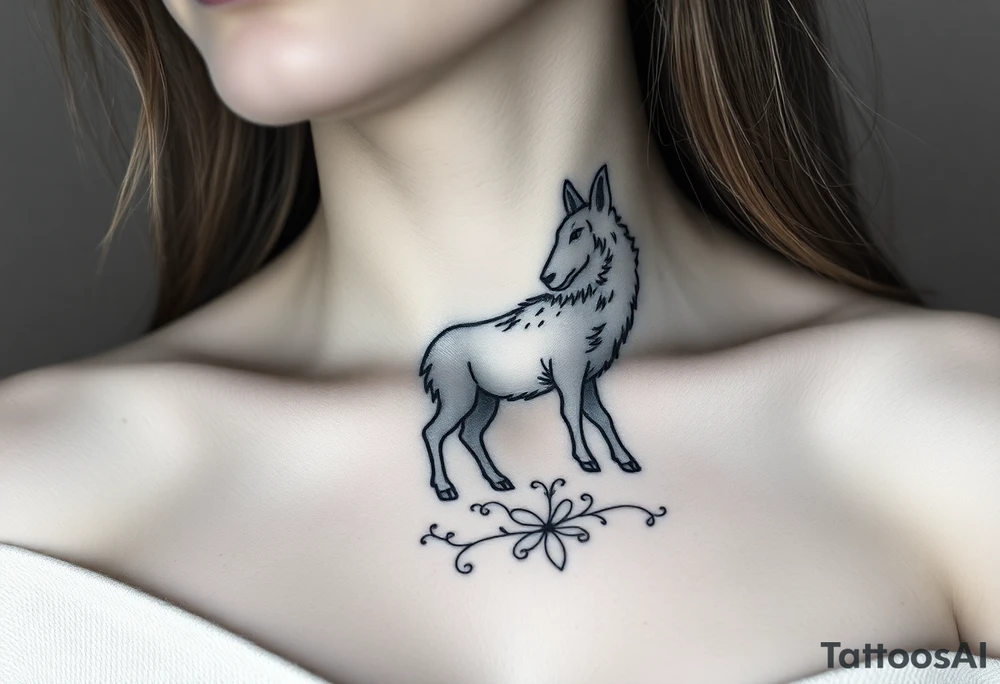 Sheep with wolf coming out of its body tattoo idea