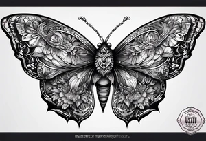 dark moth little pattern tattoo idea
