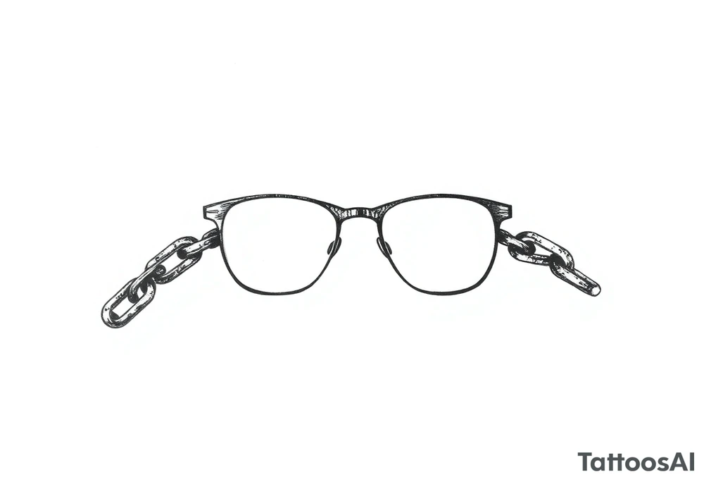 Glasses against a breaking chain
The chain symbolizes the limitations of poor vision, and its breaking is your liberation. Glasses can be against this background. tattoo idea