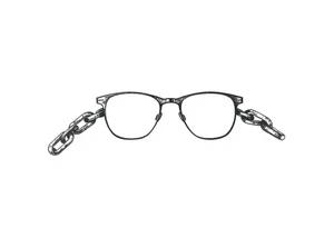 Glasses against a breaking chain
The chain symbolizes the limitations of poor vision, and its breaking is your liberation. Glasses can be against this background. tattoo idea