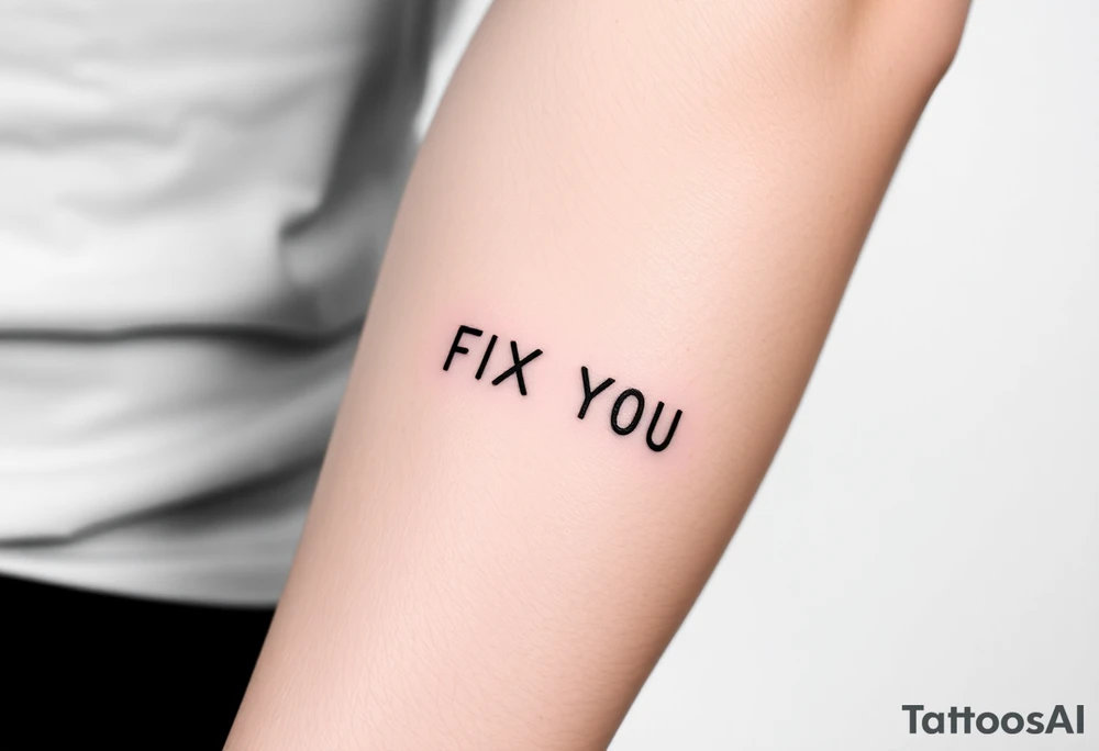 flash tattoo sheet FIX YOU text minimalist tattoo idea