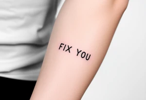 flash tattoo sheet FIX YOU text minimalist tattoo idea