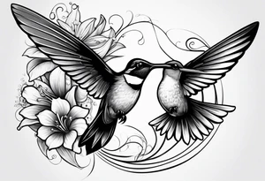 Humming bird and a single flower tattoo idea