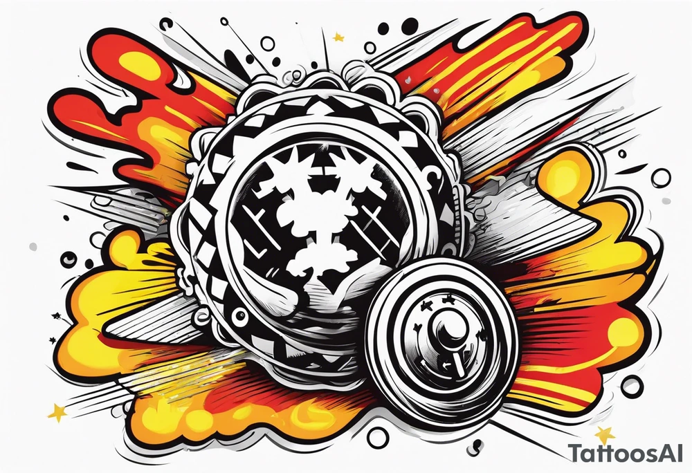 Gear knob and money and fire tattoo idea