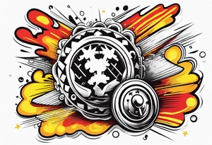 Gear knob and money and fire tattoo idea