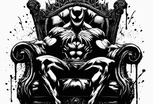 Venom on the throne with paint drip tattoo idea