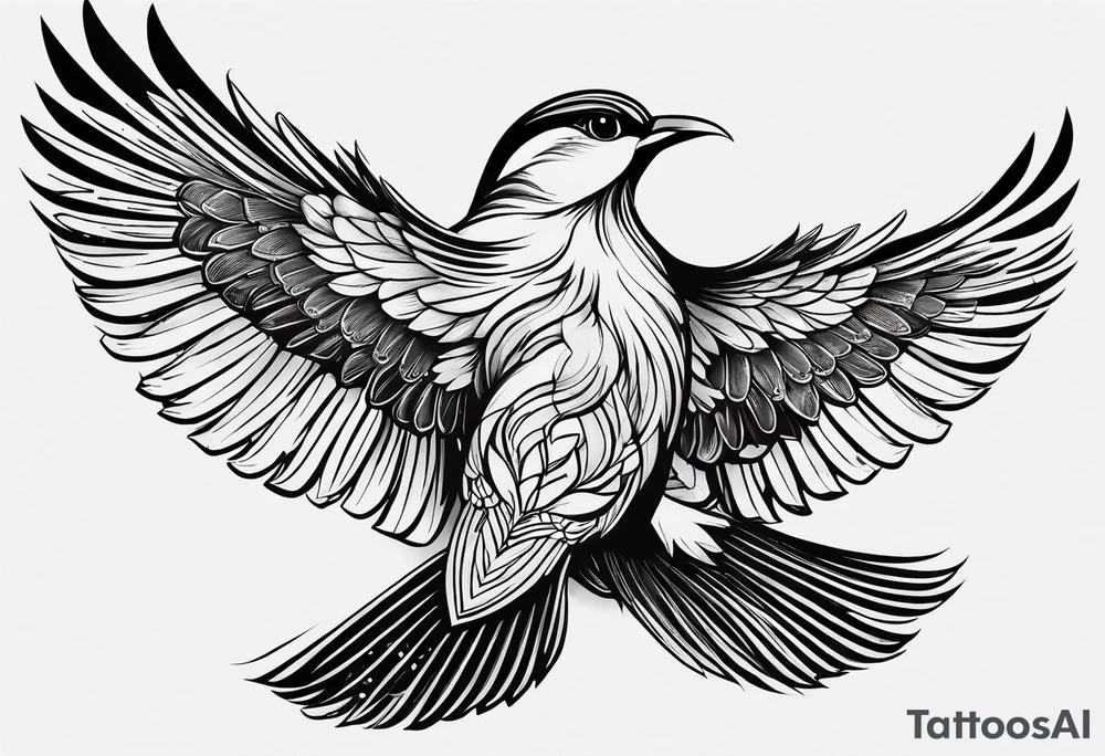 A Soaring bird with the text 1937-2023 underneath it in a simple sketch style tattoo idea