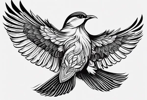 A Soaring bird with the text 1937-2023 underneath it in a simple sketch style tattoo idea
