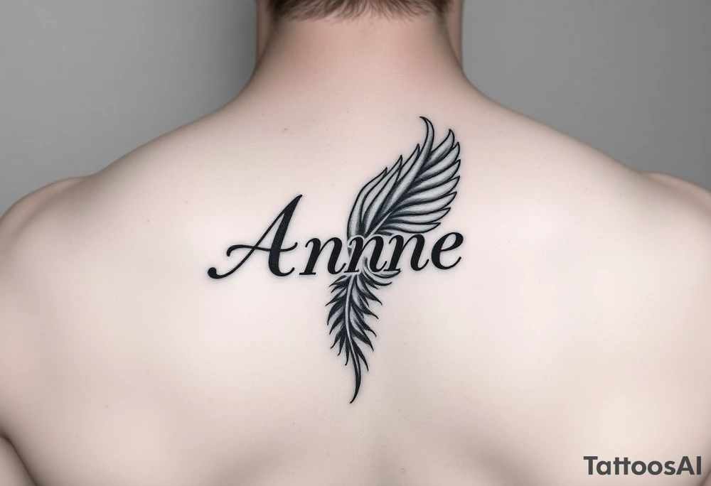 the name Anne in a phoenix feather tattoo idea