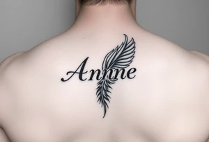 the name Anne in a phoenix feather tattoo idea
