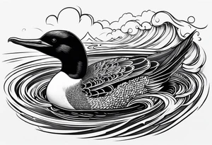 loon with walleye underneath tattoo idea