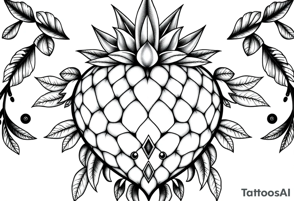 Bushy crown pineapple vagina, design to go over vagina , erotic vagina area design, anus to be at the bottom tattoo idea