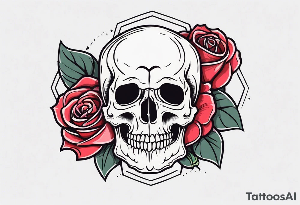 skull with rose tattoo idea