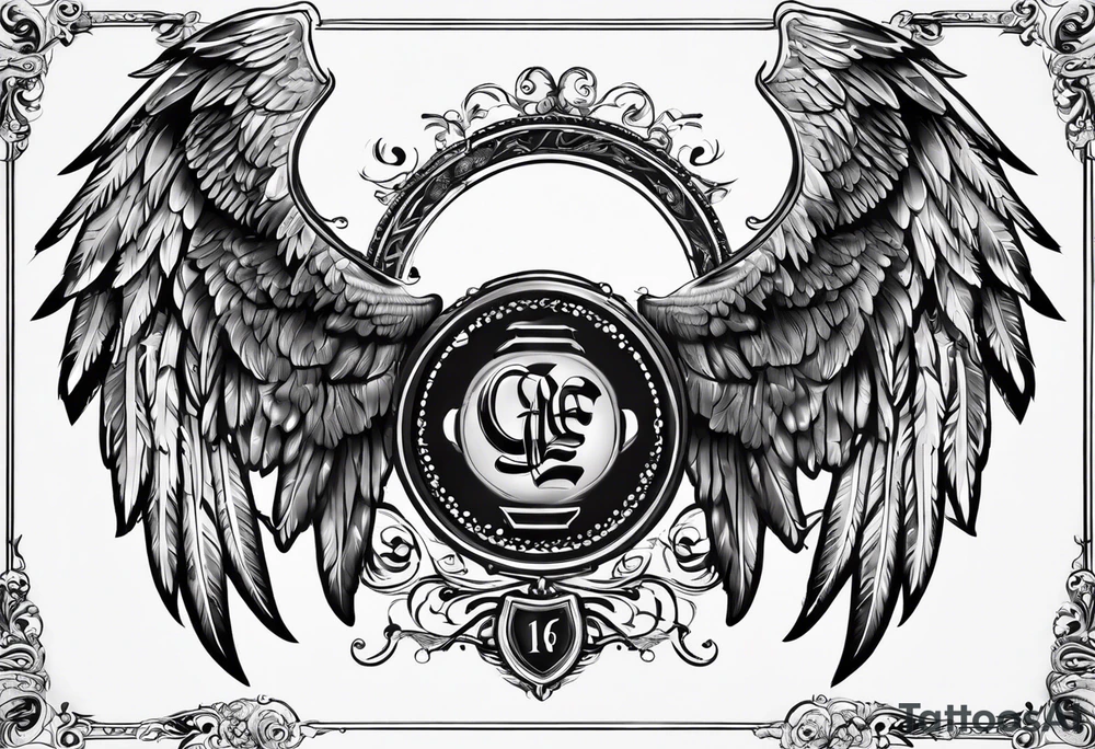 The word Glenn on a banner with angel wings tattoo idea