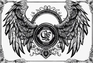The word Glenn on a banner with angel wings tattoo idea
