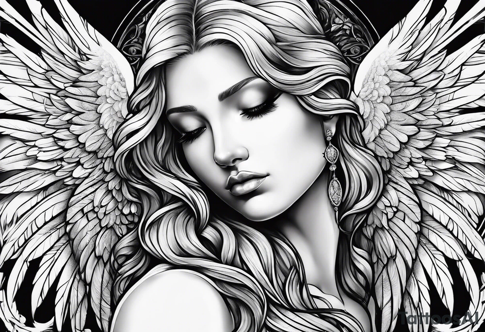 Angel with prayer hands tattoo idea