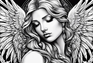 Angel with prayer hands tattoo idea
