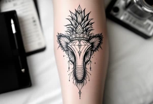 Vagina, anus, pineapple, crown, diamonds tattoo idea