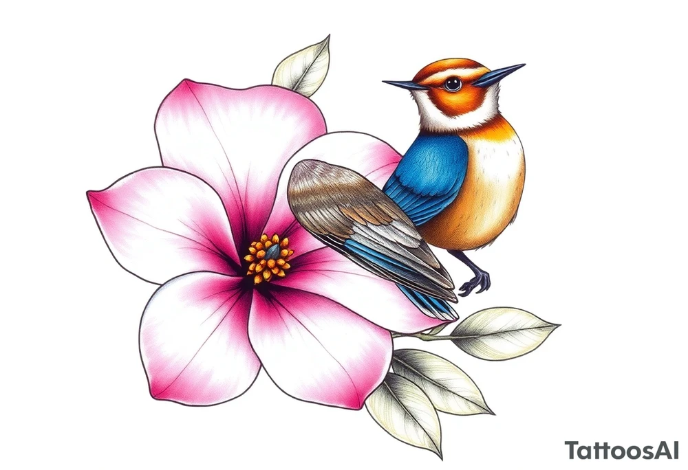pink camelia flower
blue brown wren bird tattoo idea