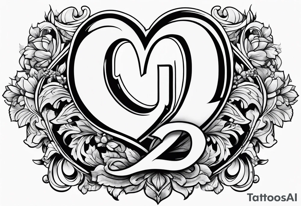 The letter Q with a heart tattoo idea